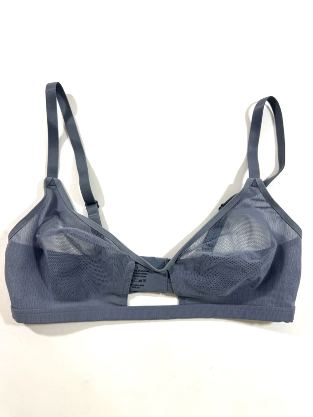 Quince Belgian Mesh Sheer Cutout Bralette Grey